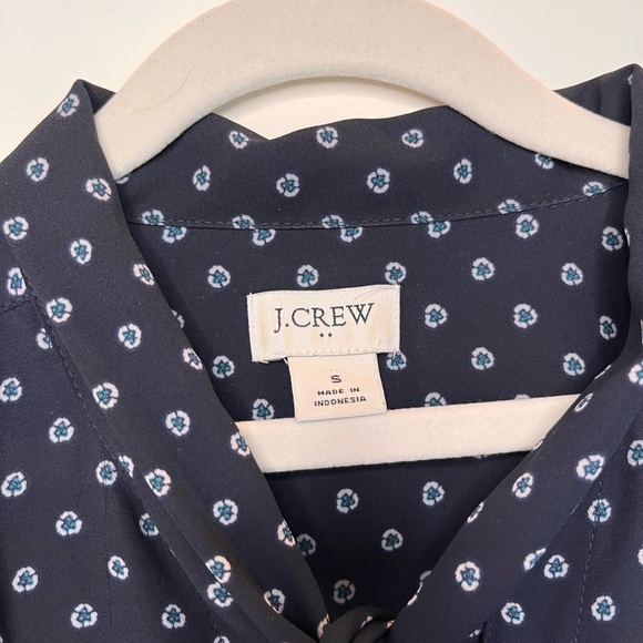 J.Crew Women’s Small Navy Paisley Dot Long-Sleeve Draped Tie-Neck Blouse - Picture 7 of 8